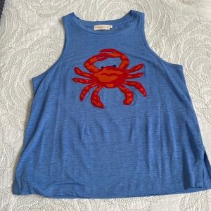 Tory Burch linen sleeveless crab tank top size s